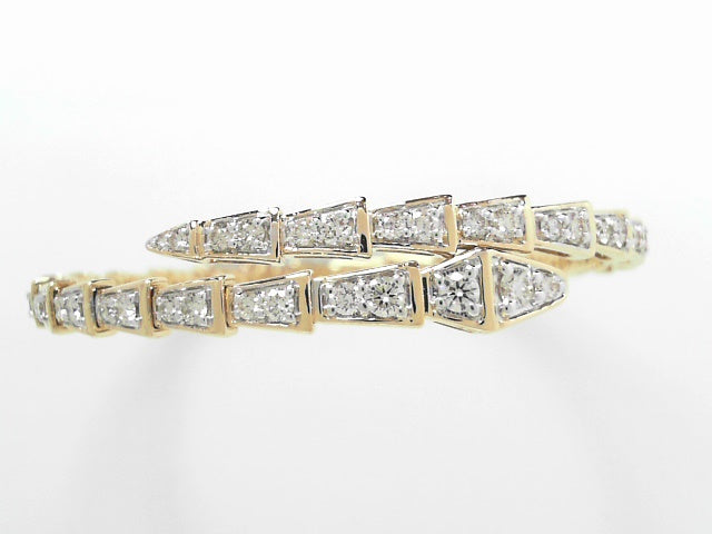 18kt Yellow Gold 3.52ctw Diamond Flex Snake Bangle Bracelet