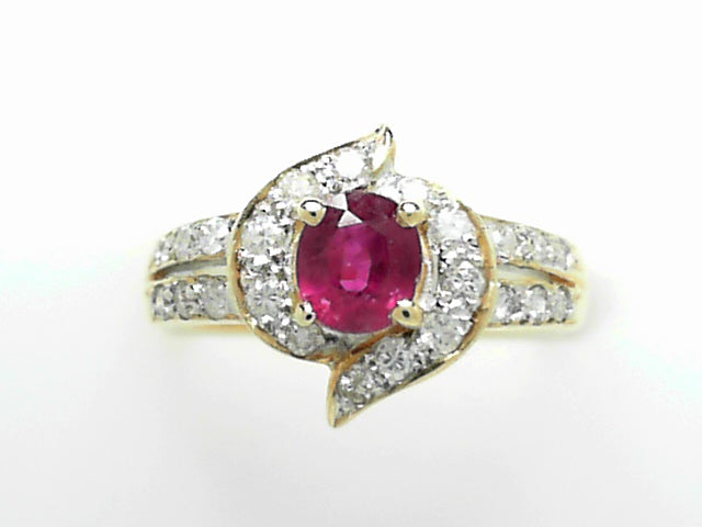 14K Gold Ruby Diamond Accent Fancy Ring
