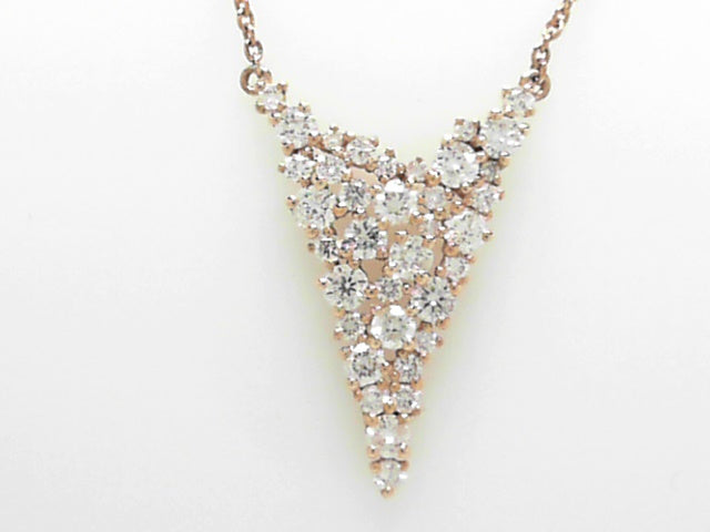 14K Rose Gold .95ct Diamond Drop Pendant Necklace