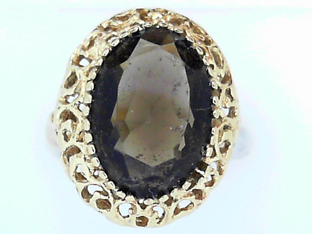 14K Gold Vintage Smokey Quartz Women's Ring