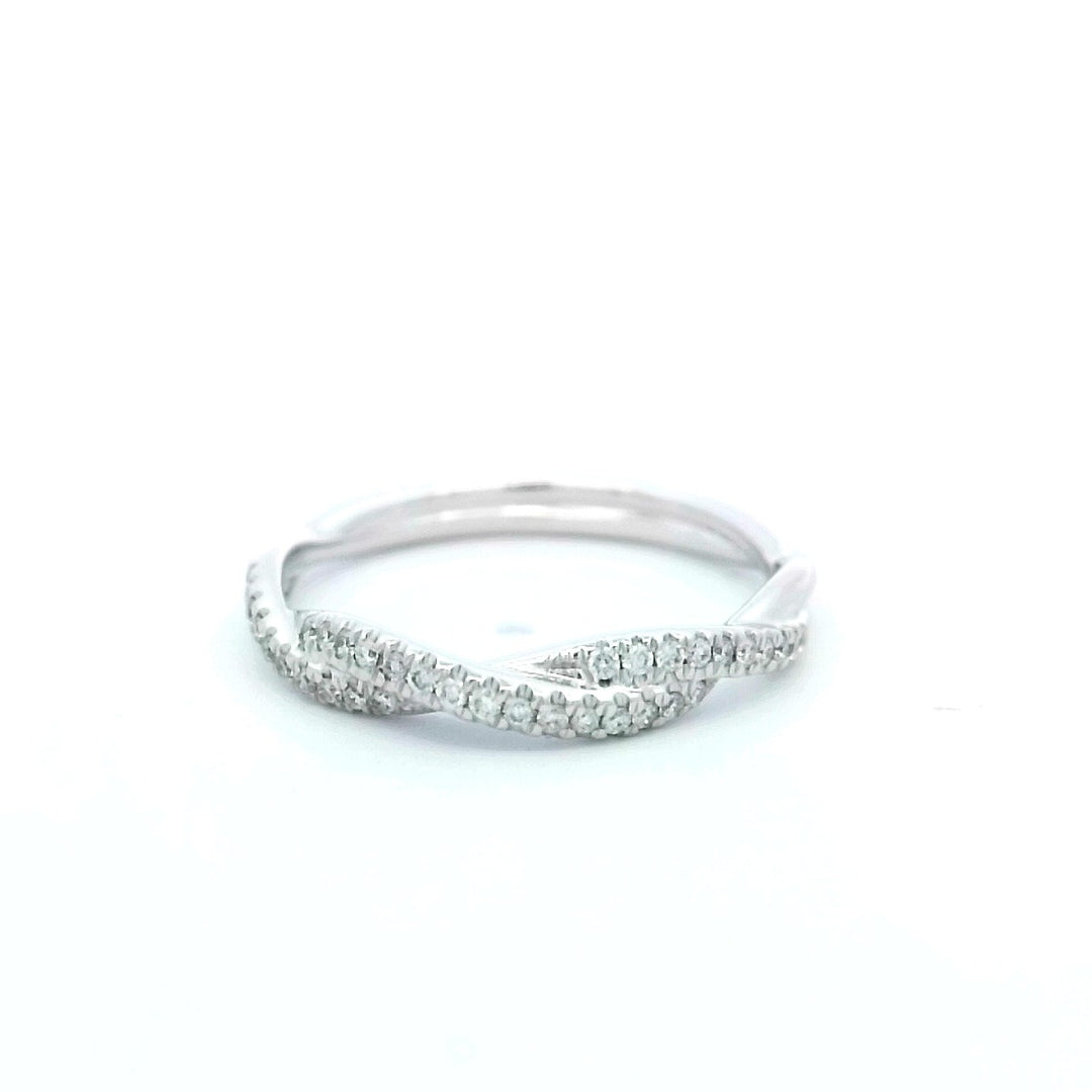 14kt White Gold .17ctw Diamond Twist Wedding Band, Size 8