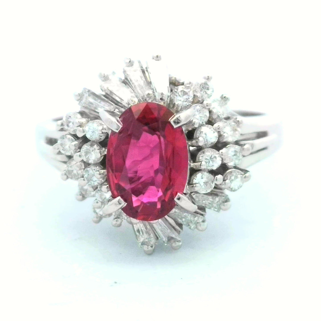 Vintage Platinum Ruby & Diamond Antique Ring