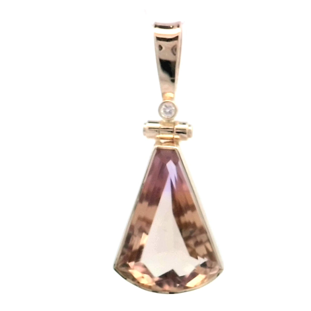 14kt Yellow Gold Ametrine Diamond Free Form Pendant