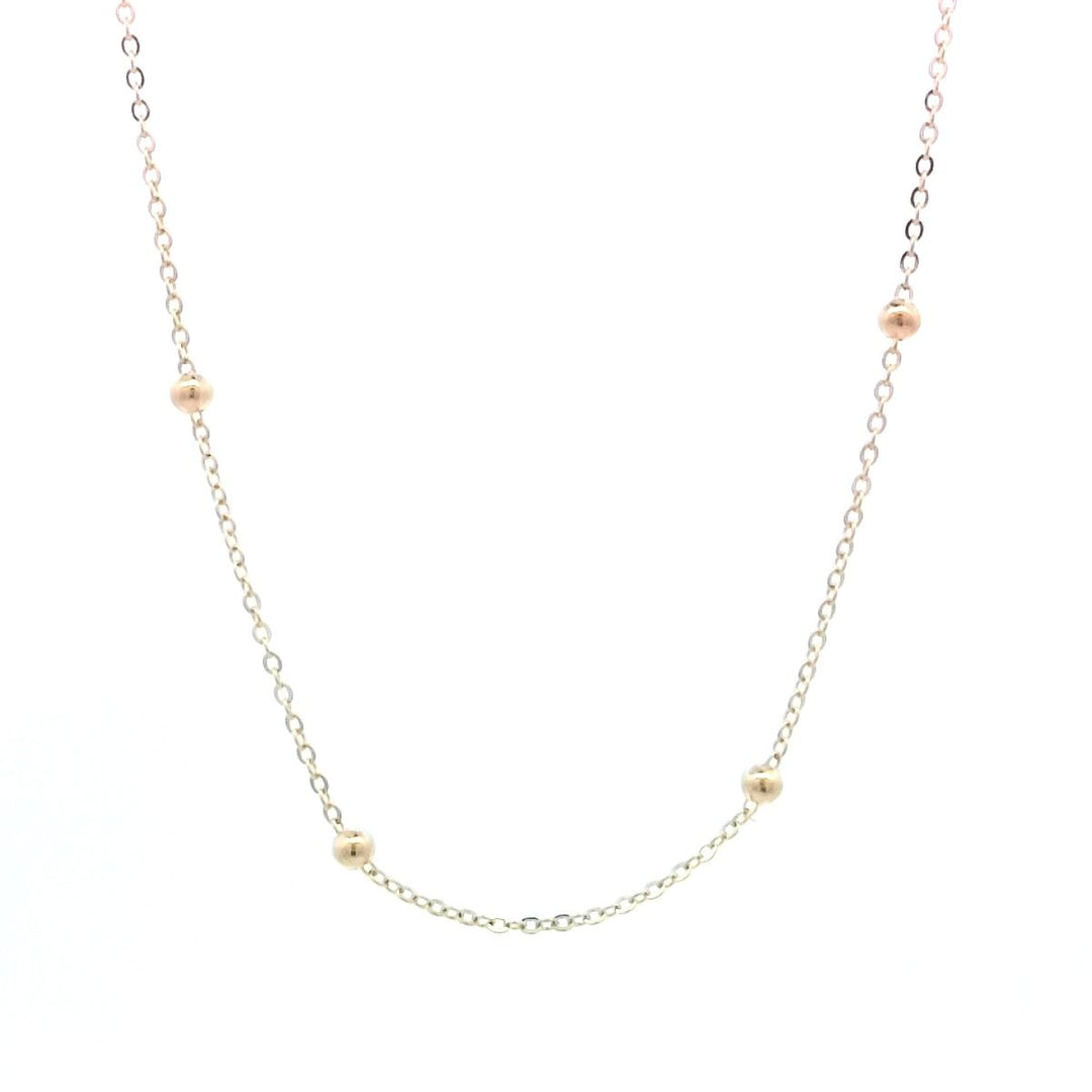 14K Yellow Gold Delicate Beaded Cable Chain Necklace