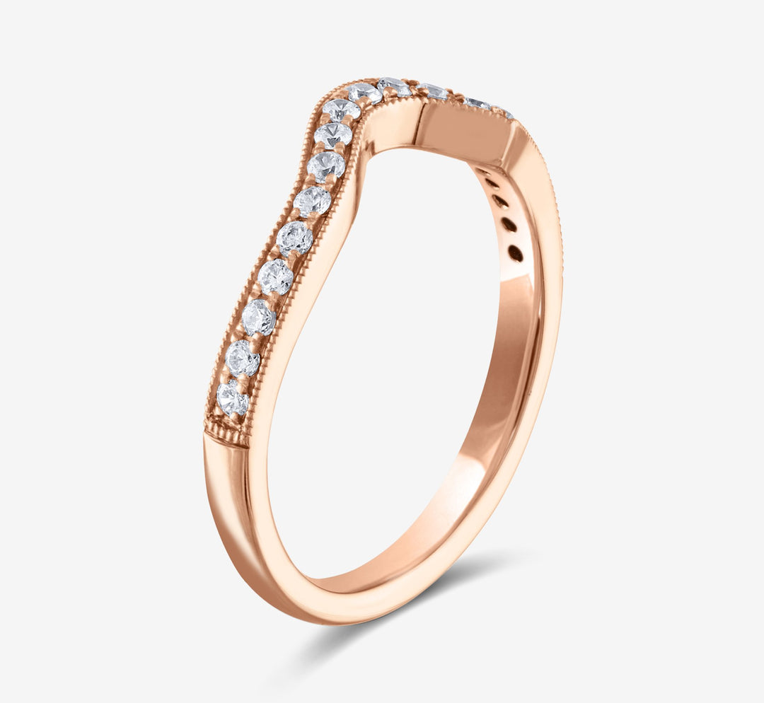 14K Gold .25ctw Diamond Minimalist Shadow Wedding Band