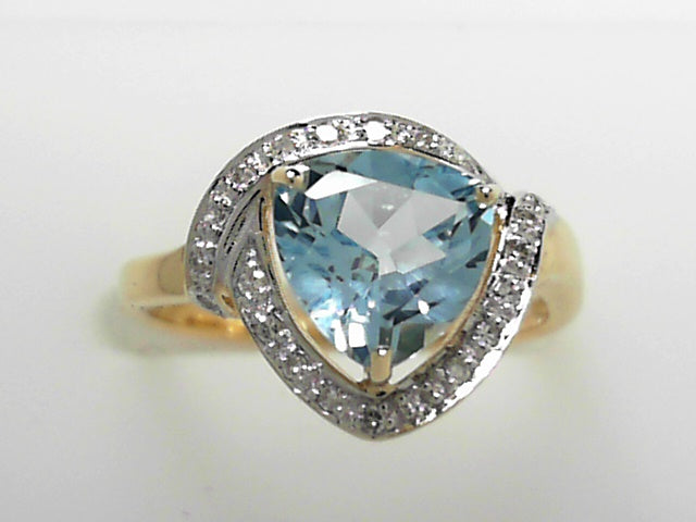 14kt Gold Sky Blue Topaz Diamond Accent Ring