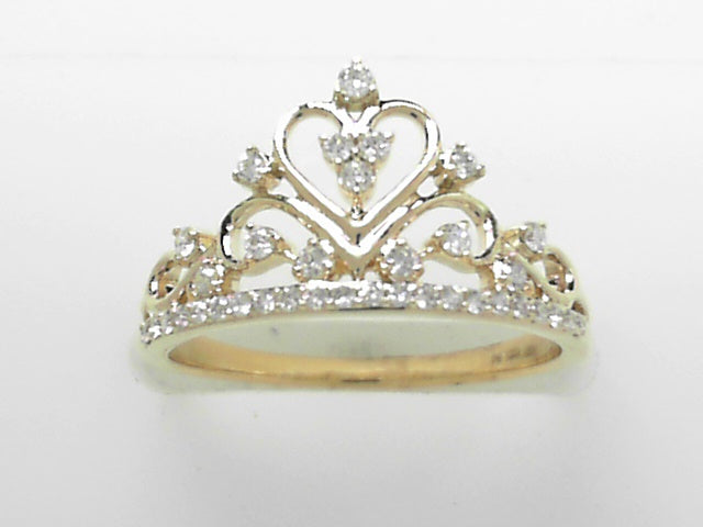 14K Gold .21ctw Diamond Crown Ring - Elegant Women's Jewelry