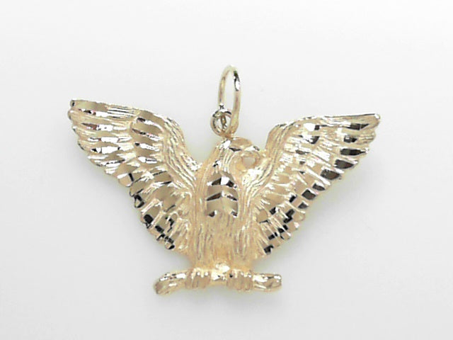 Authentic 14K Gold Eagle Charm Pendant, Classic Design