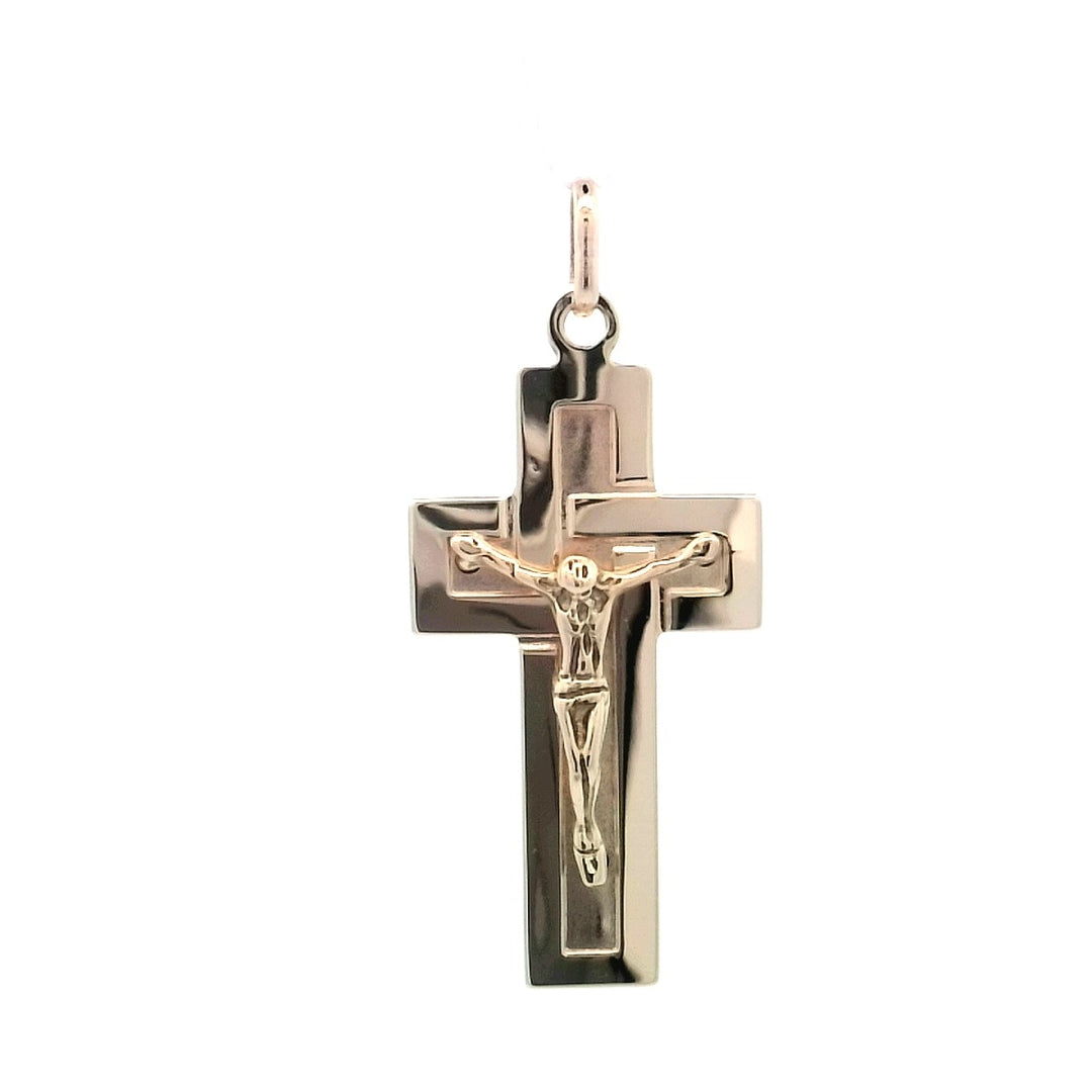 14K Yellow Gold Classic Cross Pendant Necklace Charm
