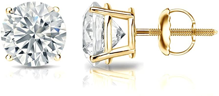 14K Gold 6.21ctw Diamond Stud Earrings with Secure Backs