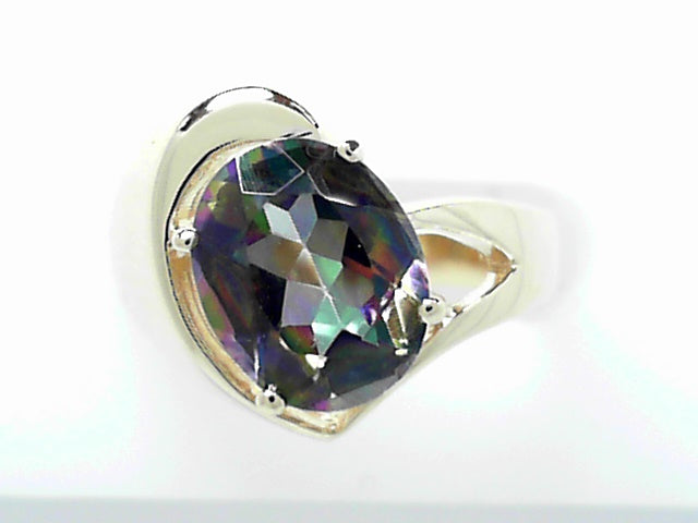 14K Gold Mystic Topaz Cocktail Ring, Size 5.75