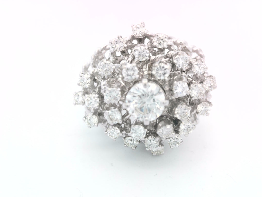14K White Gold .65ct Round Diamond Vintage Cluster Ring