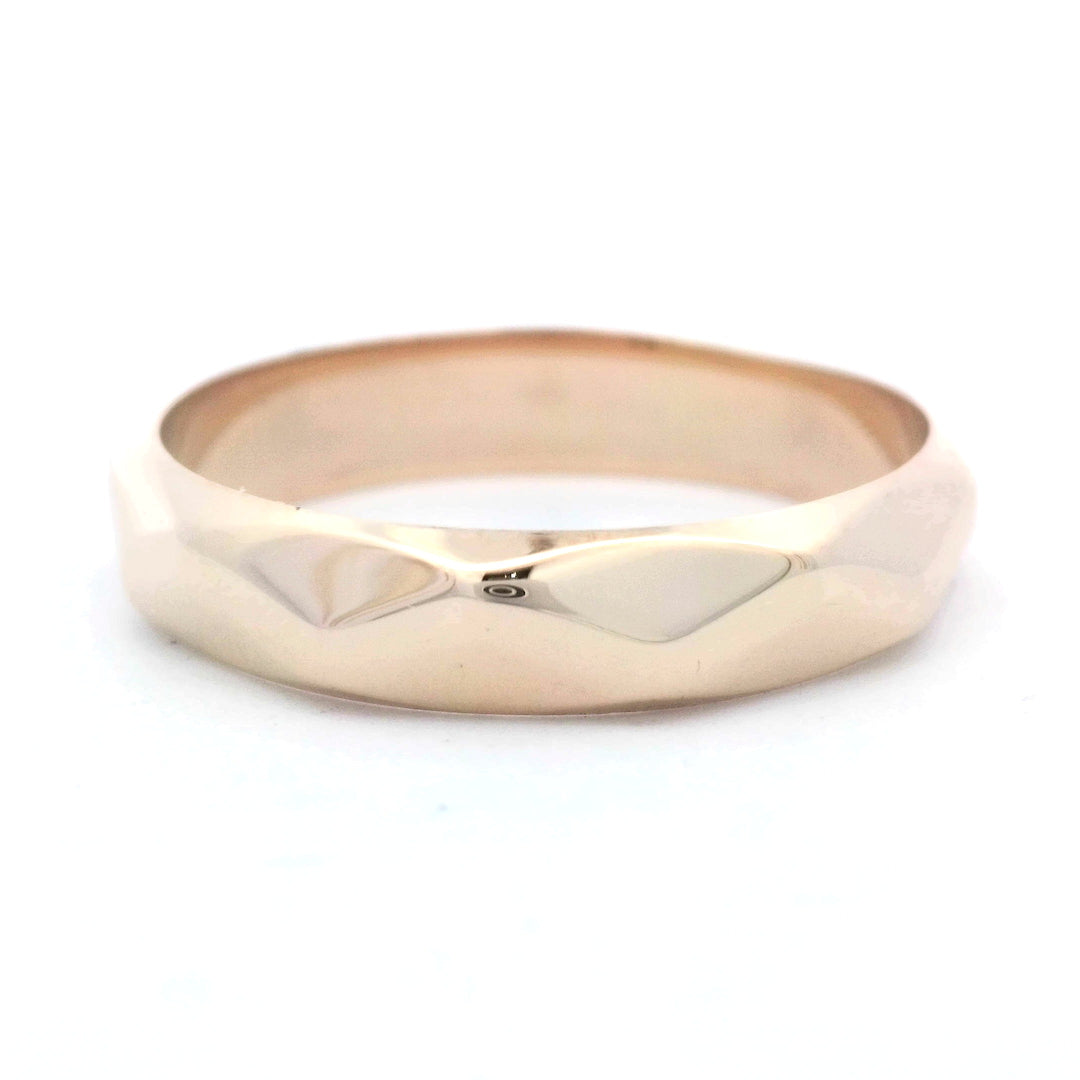 14K Yellow Gold Faceted Men's Wedding Ring, 5mm