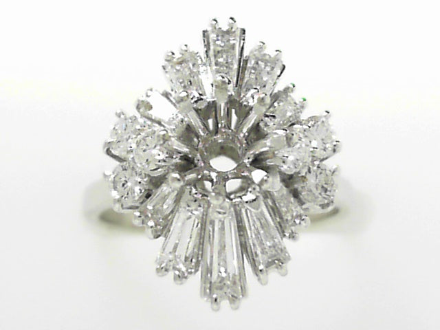 18K White Gold Diamond Semi Mount Ring, Size 6