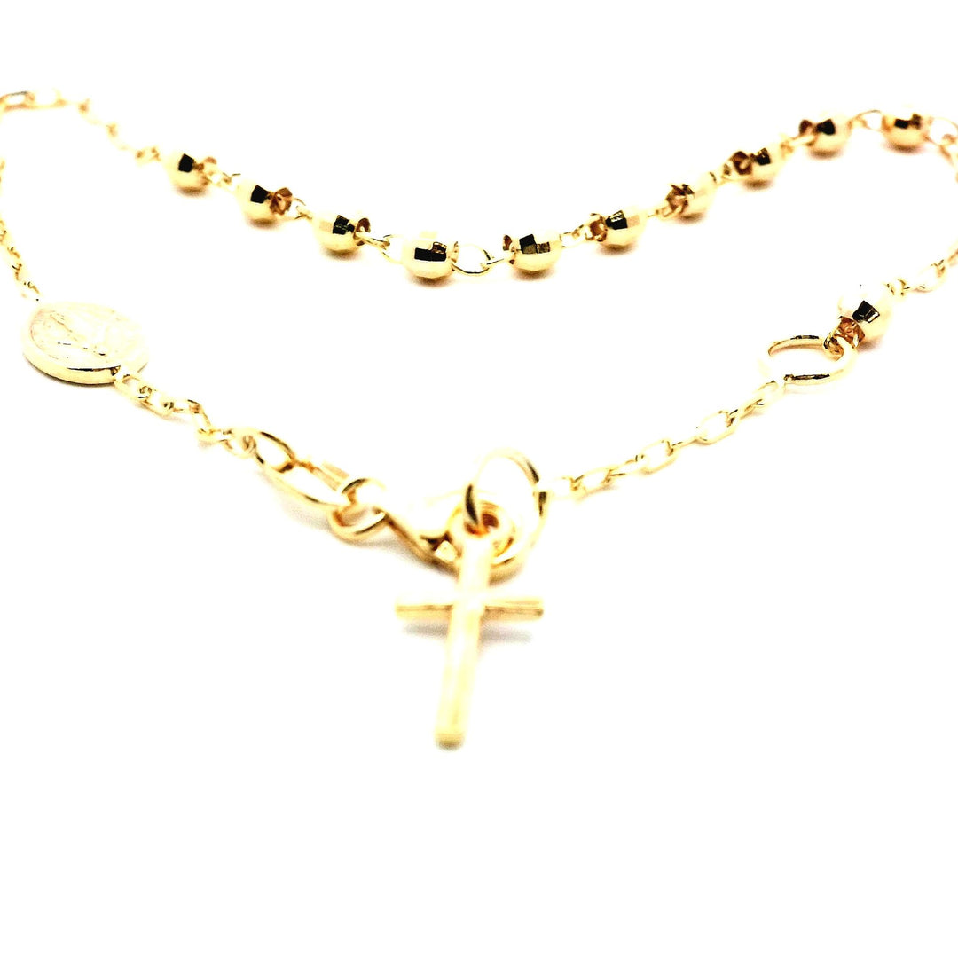 14kt Yellow Gold Diamond-Cut Rosary Adjustable Bracelet