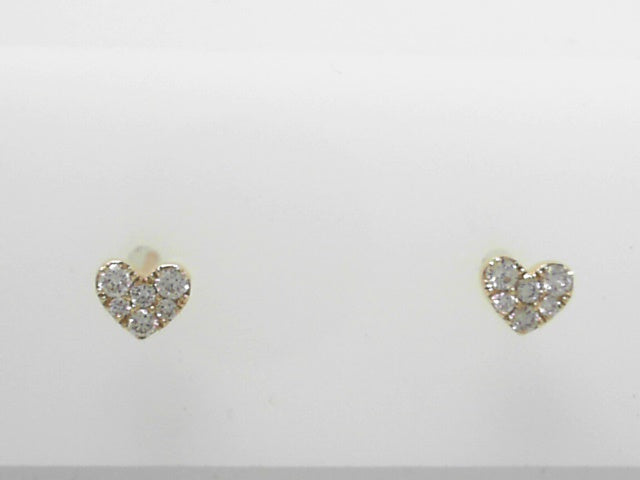 14K Gold .20ctw Diamond Heart Stud Earrings