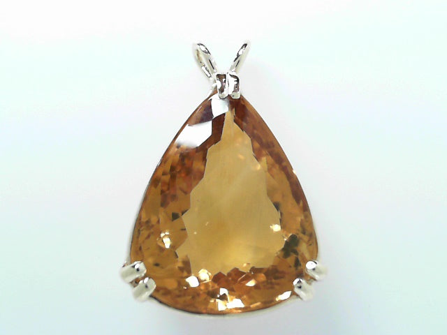 14K Gold Pear Citrine Pendant: Luminous 50.37ct Gemstone