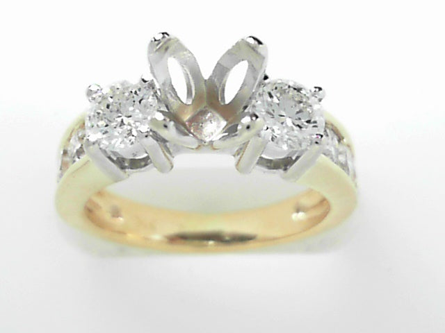 14K Gold 1.25ctw Diamond Semi Mount Engagement Ring