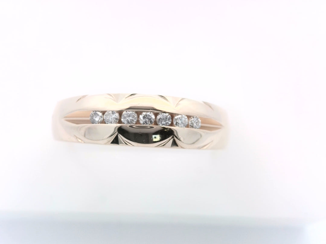 14K Yellow Gold .15ctw Diamond Channel Men's Wedding Band