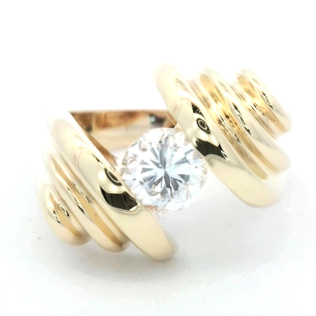 18K Yellow Gold 0.85ct Round Diamond Vintage Ring