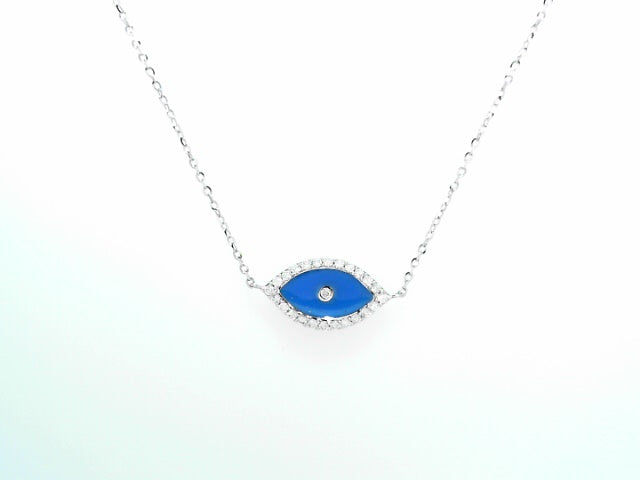 14kt Yellow Gold Diamond Evil Eye Pendant Necklace