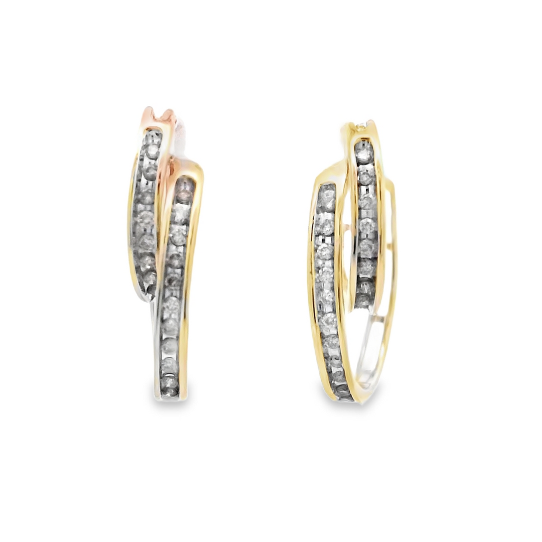 14kt .75ctw Diamond Medium Hoop Earrings