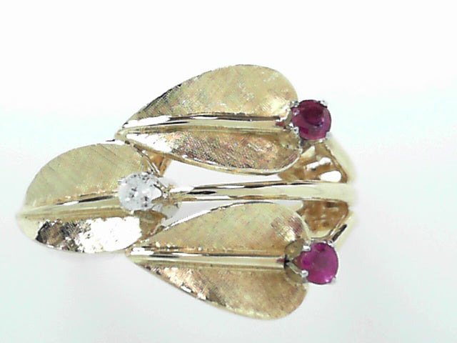14K Gold Vintage Ruby Diamond Cocktail Ring