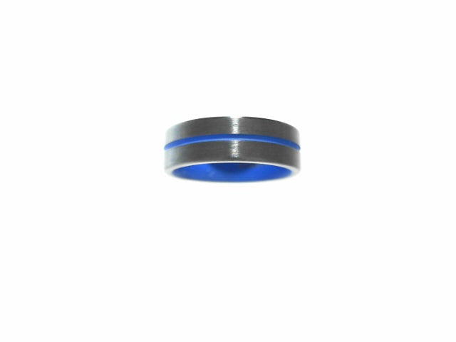 7mm Royal Blue Zirconium Groove Wedding Band