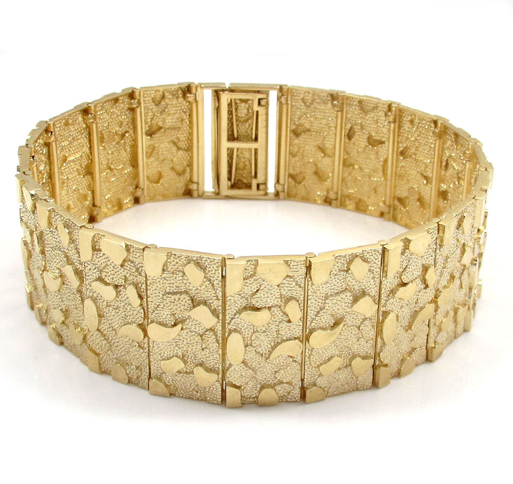 Authentic 14K Gold Nugget Bracelet - Bold 71.2g Design