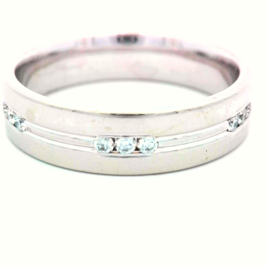 14K White Gold 0.36ctw Diamond Channel Men's Wedding Band