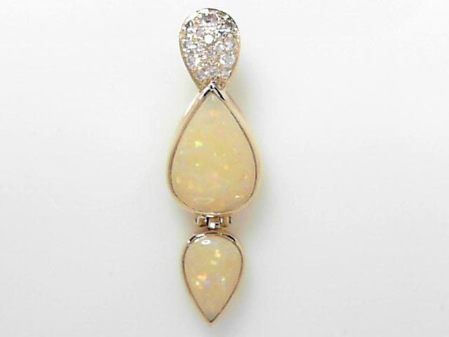 14kt Yellow Gold Fancy Opal Diamond Pendant Charm