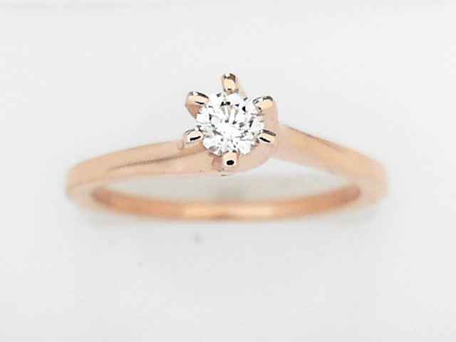 14K Rose Gold .17ct H SI1 GIA Diamond Solitaire Ring