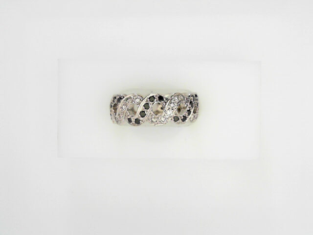 14K Black & White Diamond Eternity Band for Women