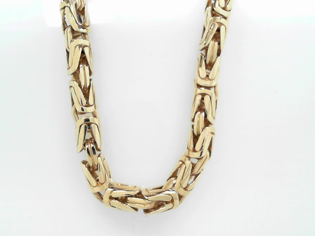 18K Yellow Gold Byzantine Chain - Substantial 22 Necklace