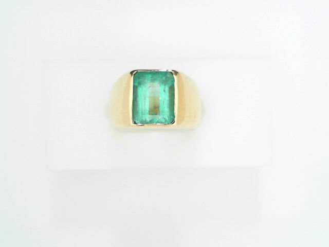 14K Gold Emerald Cut Men's Statement Ring, 3ct Gem