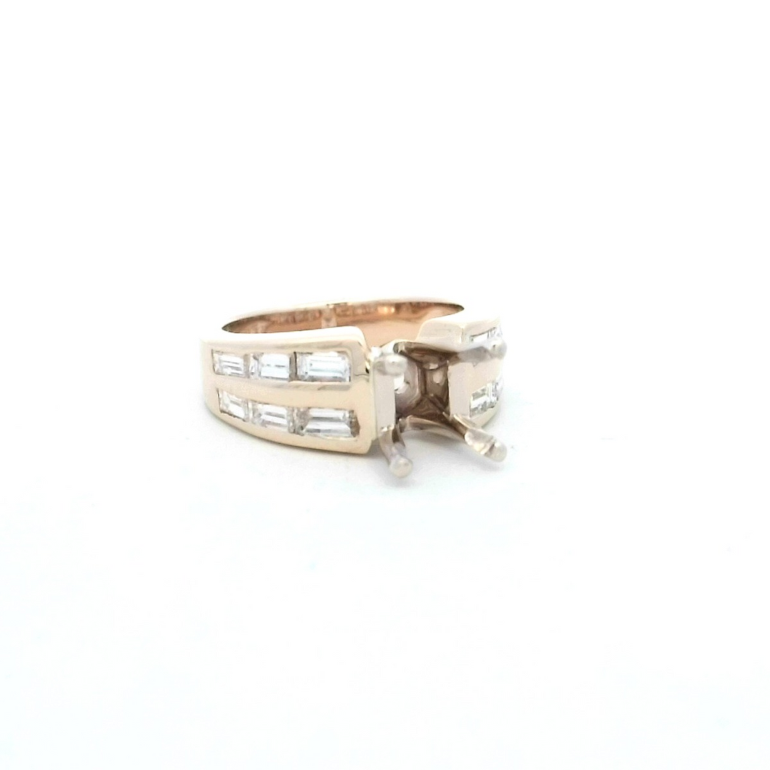 14kt Yellow Gold Baguette Diamond Engagement Ring