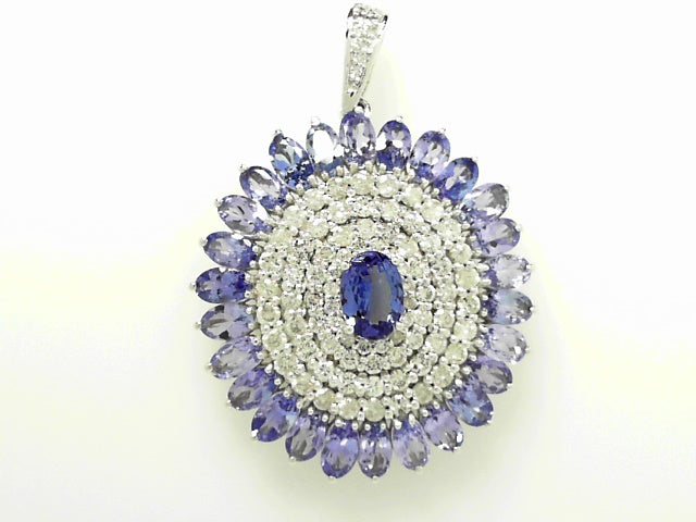 14K Gold Tanzanite Diamond Pendant Luxury Jewelry