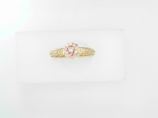 18K Tri-Color Diamond Fancy Ring - Multicolor Gem