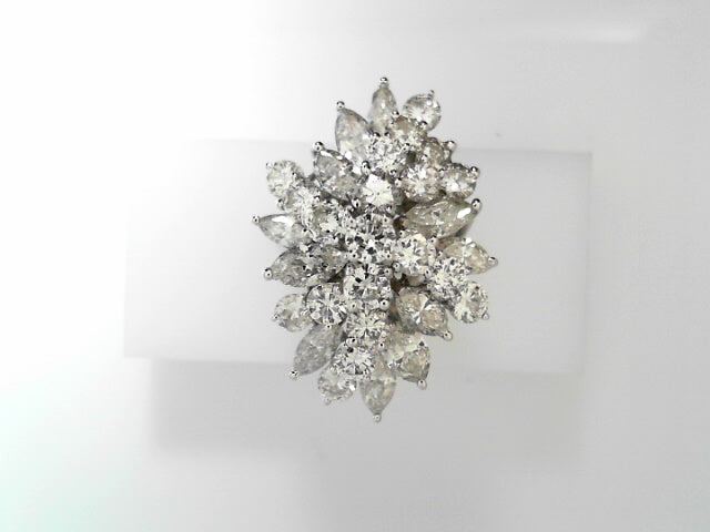 14K Gold Vintage 6.00ctw Diamond Cluster Statement Ring