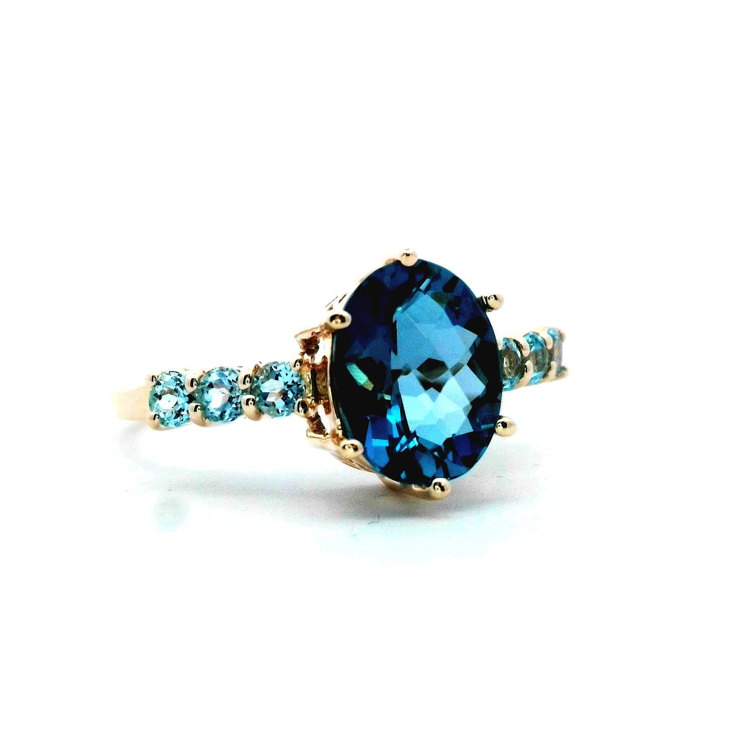 10kt Yellow Gold London Blue Topaz Solitaire Ring, Size 8