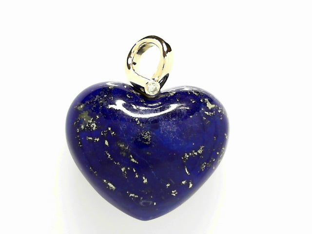 18kt Gold Lapis Diamond Heart Pendant Necklace