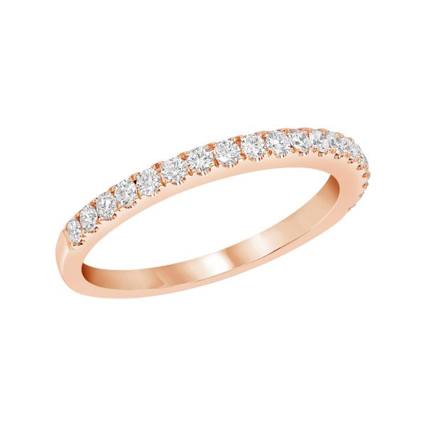 14kt Rose Gold Diamond Wedding Band - Delicate Sparkle