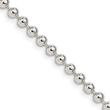 Classic 20 Sterling Silver 3mm Beaded Chain Bracelet