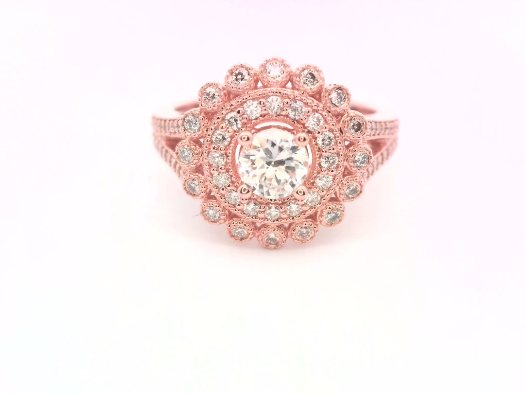 18K White Gold .40ct Diamond Bridal Halo Engagement Ring