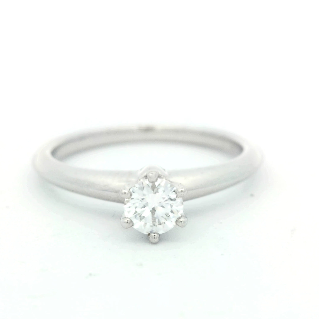 Tiffany Platinum .28ct VVS F Diamond Solitaire Ring Sz6