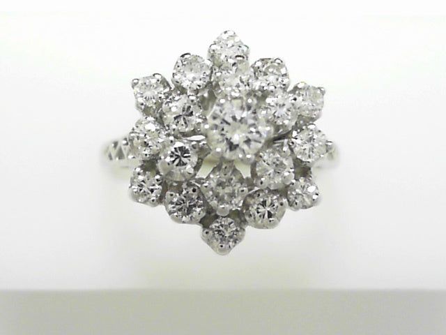 14K Gold Vintage Diamond Cluster Ring 0.80ctw