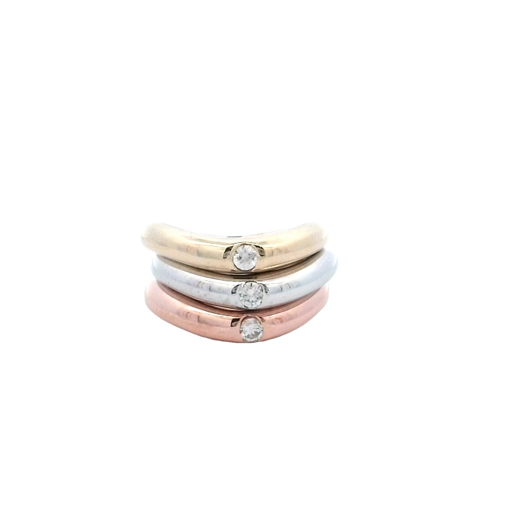 14kt Tri-Color Diamond Chevron Ring | Women's Sz 7