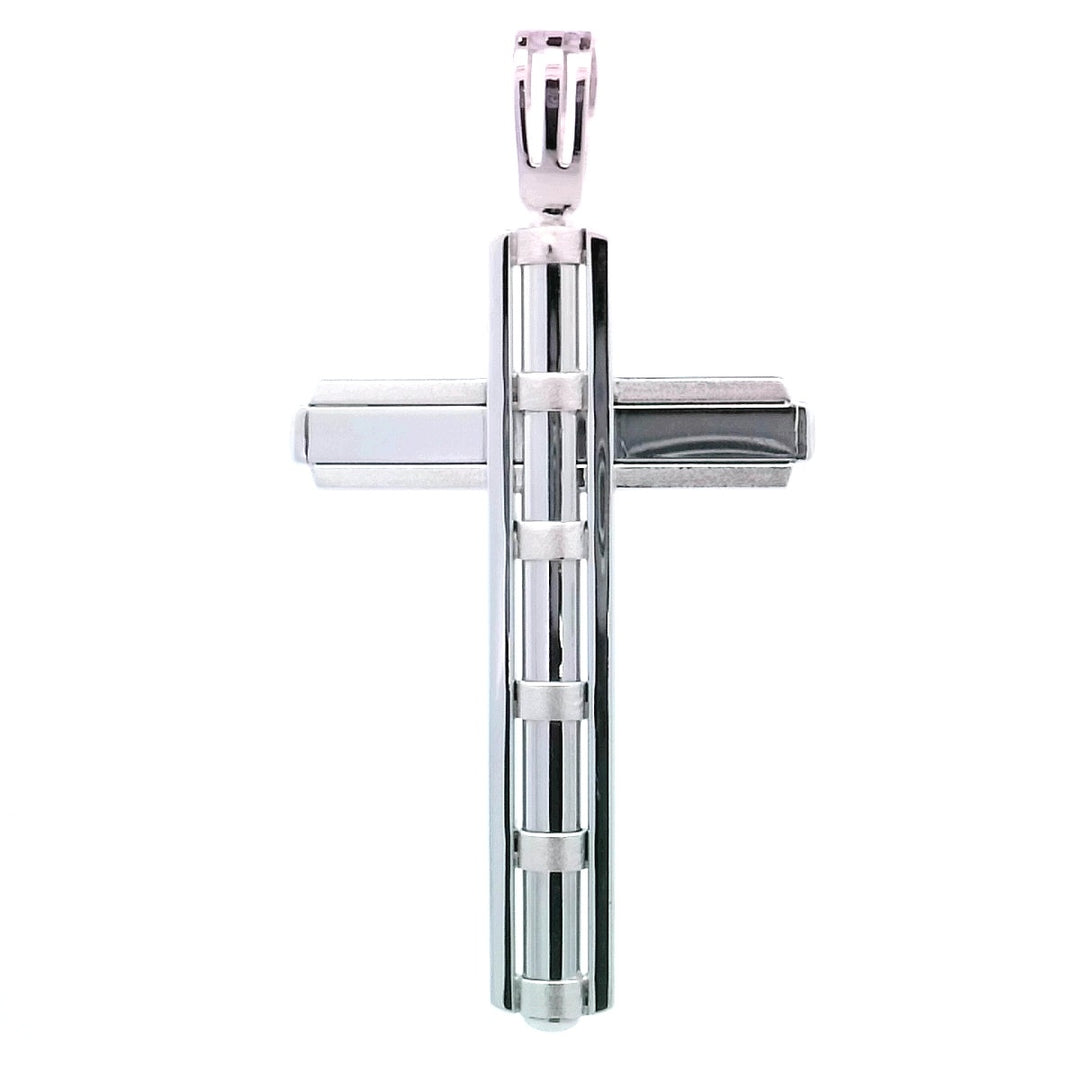 14K White Gold Large Cross Pendant Necklace