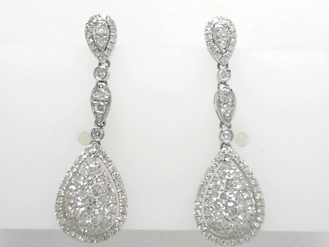 18K White Gold 1.02ct Diamond Drop Earrings