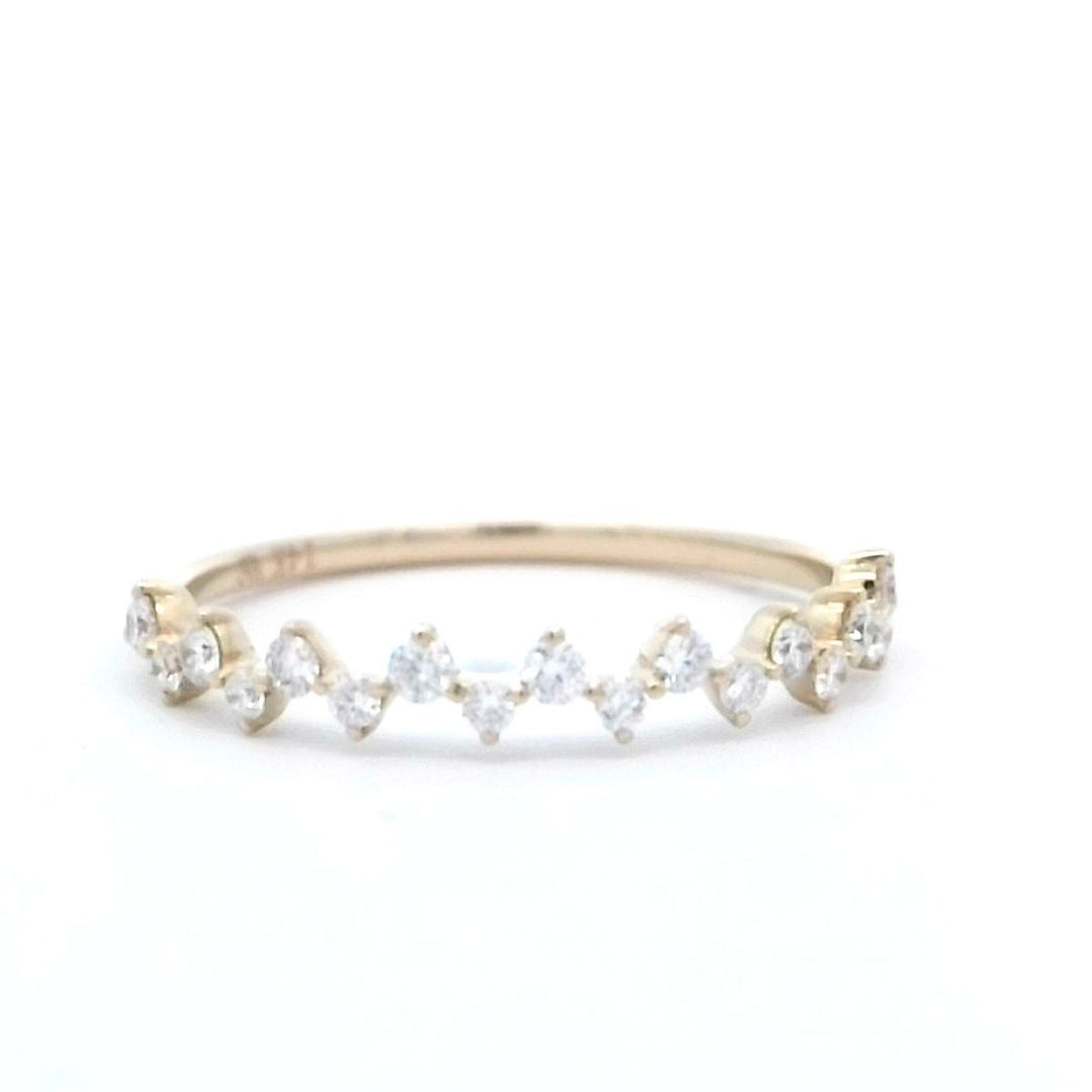 14K Yellow Gold Zig Zag Diamond Wedding Band